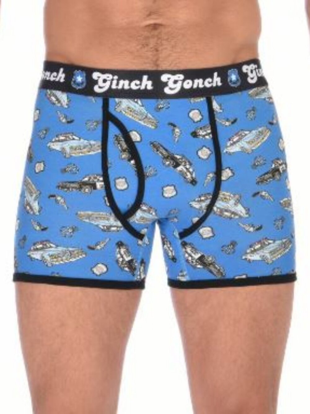 Men's GINCH GONCH ' Patrol ' Boxer Brief Underwear Police Cars Cotton Large NEW